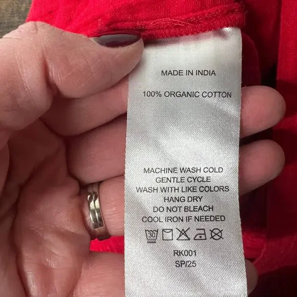 Quince Women's Organic Cotton Gauze Smocked Wide Leg Jumpsuit Cherry Red Sz S - Picture 11 of 11